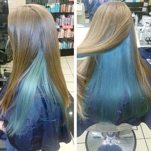 ljus brown and blue two-tone hair