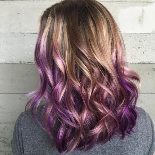 kastanj Hair With Purple Balayage