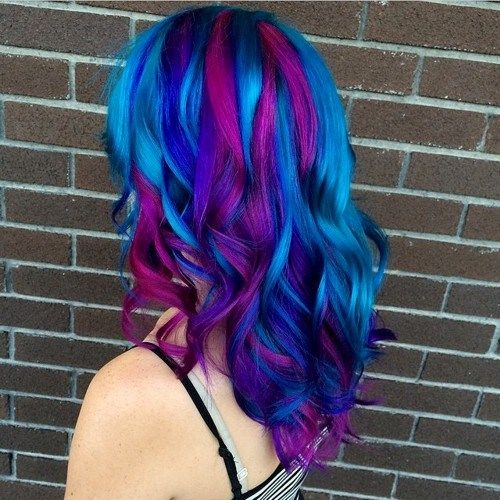 elektrisk blue and magenta hair color