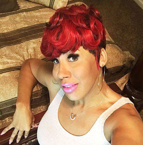 negru and red curled pixie for black women 