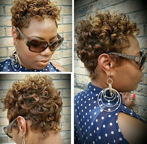 africký American short curly golden brown hairstyle
