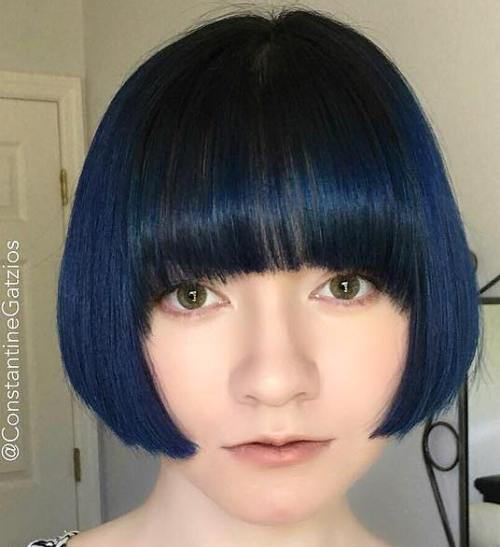 Buze Length Bob With Arched Bangs