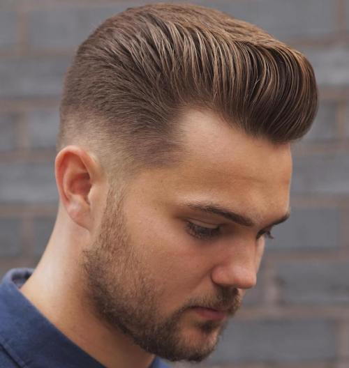 Avsmalning Fade With Flat Pompadour