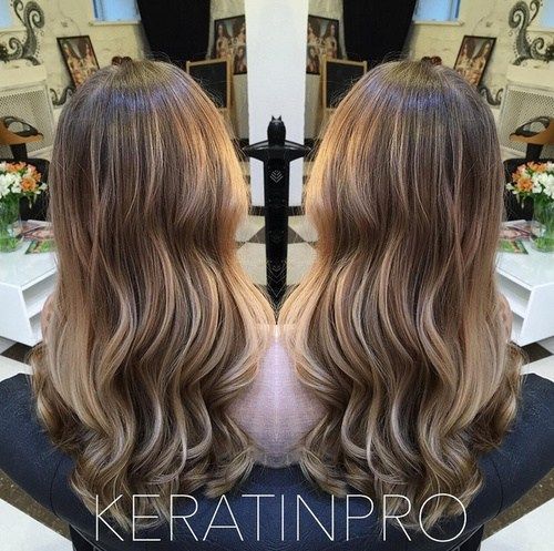 brun hair with blonde ombre highlights