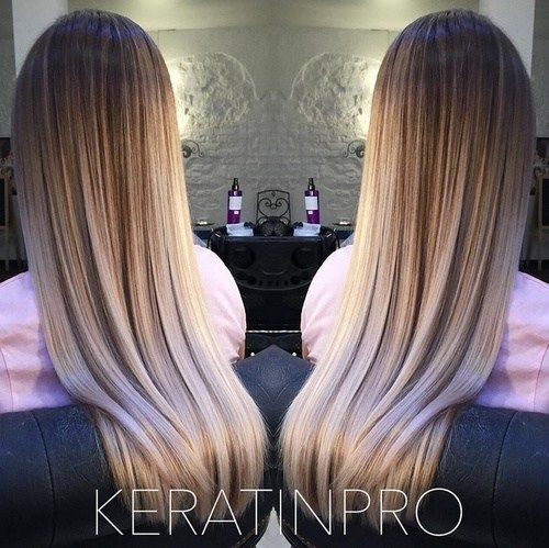 brun to blonde ombre for long thick hair
