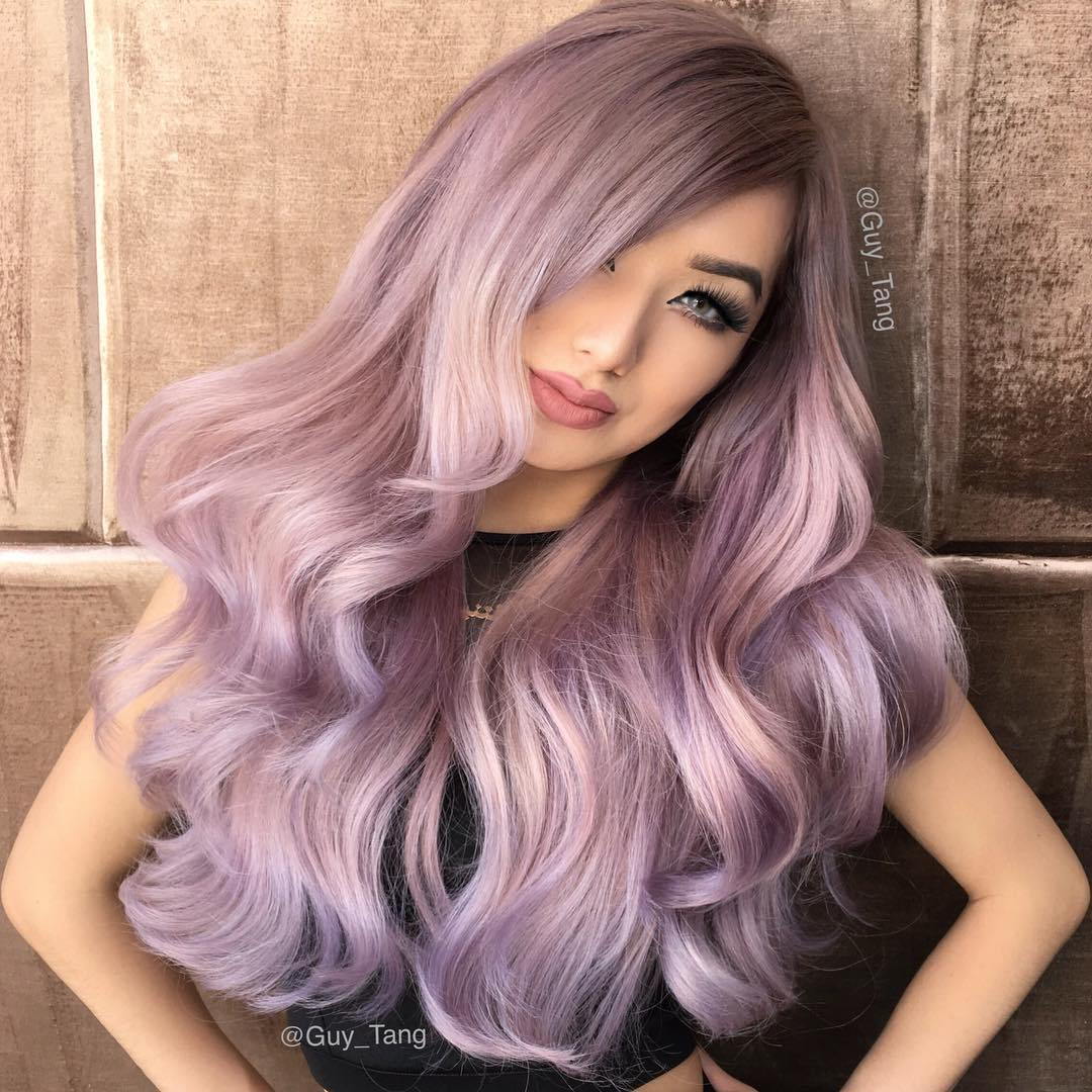Lång Pastel Purple Balayage Hair