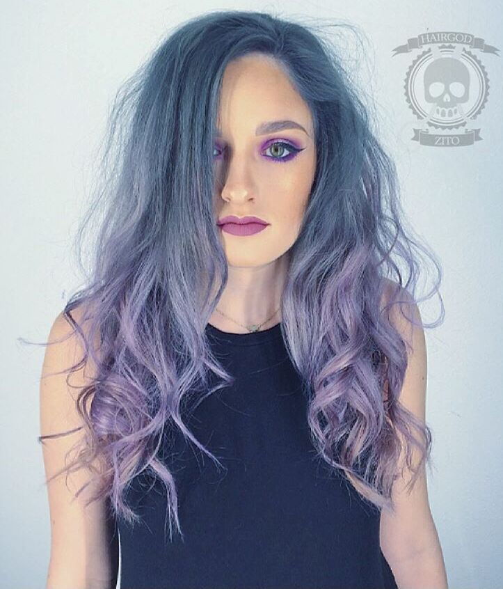Blå To Purple Ombre Hair