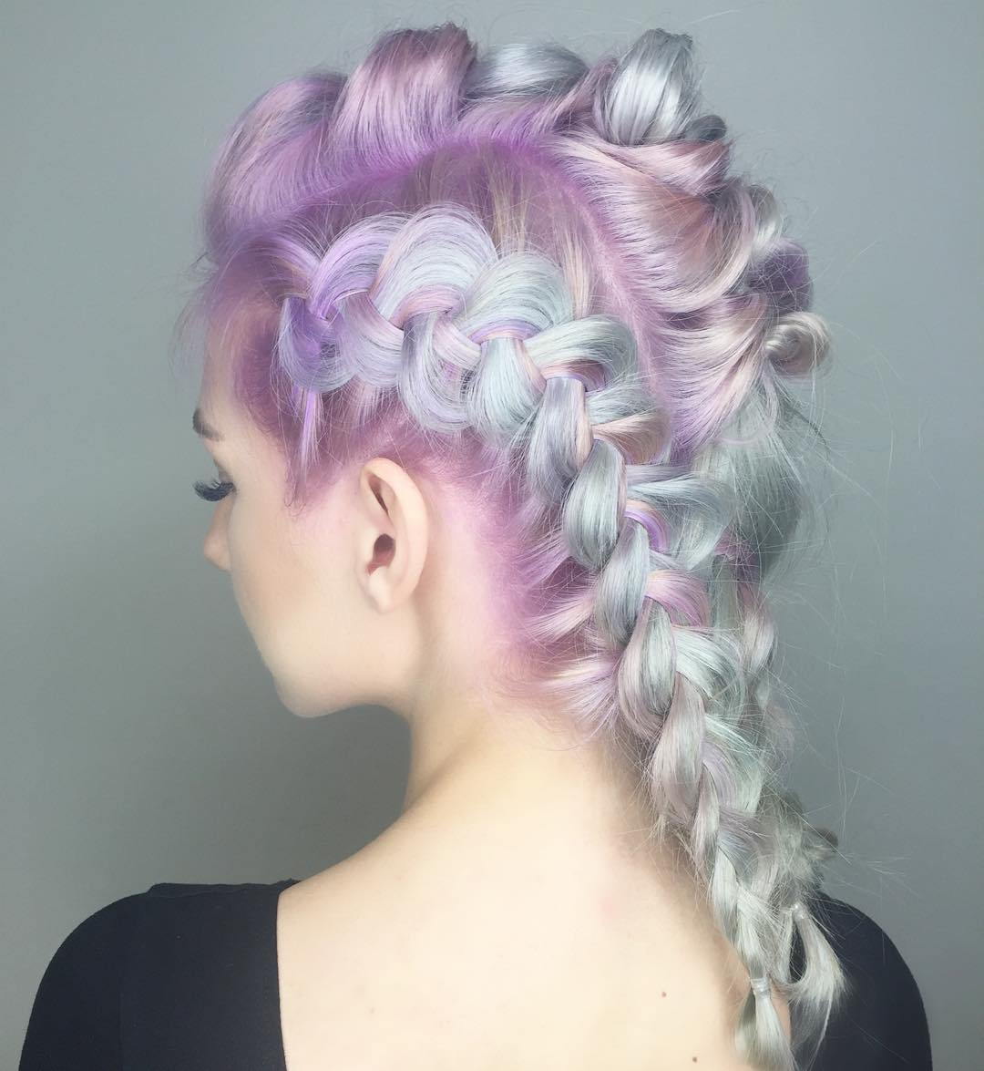 Lila And Mint Braided Hairstyle