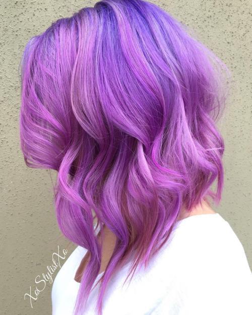 Medium Purple Pink Hairstyle