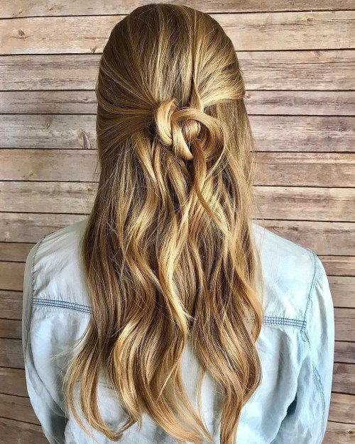 Blond Half Updo With A Knot