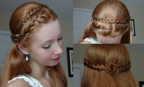 söt red half up braided hairstyle