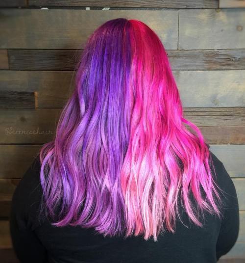 Halv Purple Half Pink Pastel Hair