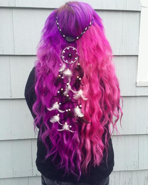 Halv Purple Half Pink Hair