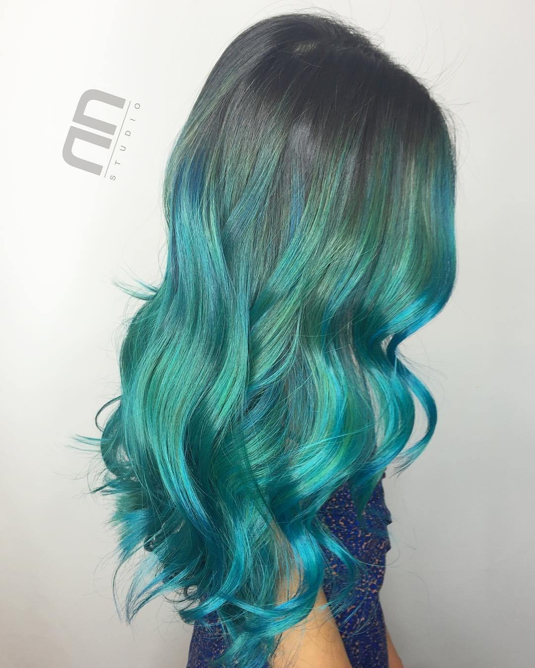 dlho Teal Ombre Hair