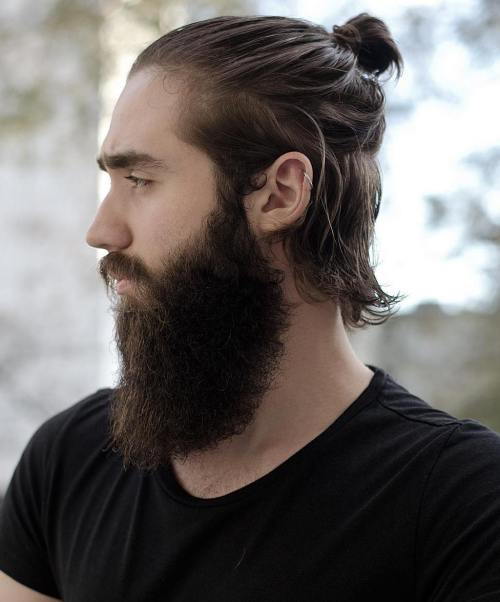 medium semi bun and long beard