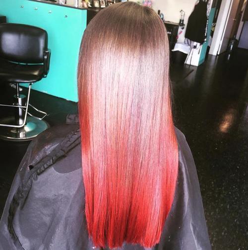 medium brown to red ombre