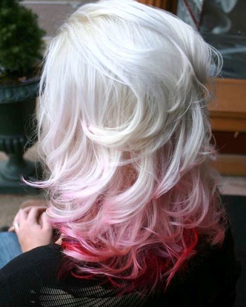 platina blonde and red reverse ombre