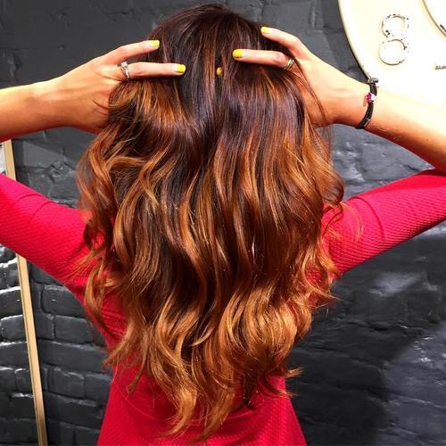 brun hair with caramel highlights