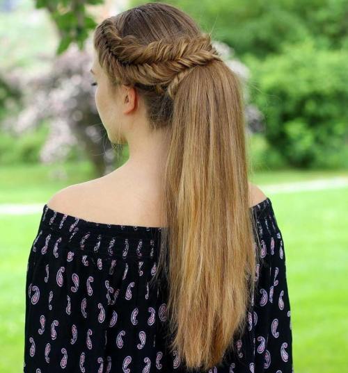 Fishtail Crown Braid And Ponytail