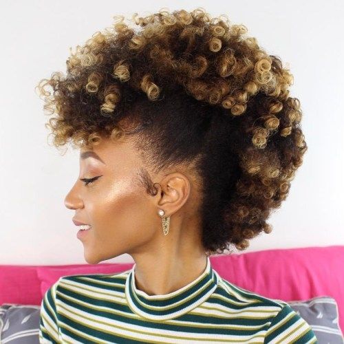 Mohawk Updo For Natural Hair With Highlights