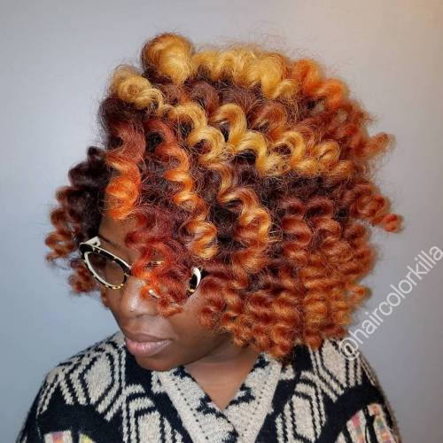 Cupru And Orange Twist Out For Medium Hair