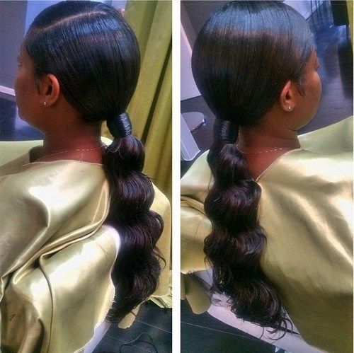 negru formal ponytail for relaxed hair