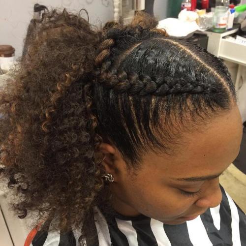 Natural Ponytail With Braids