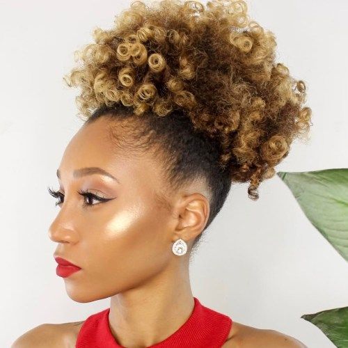 afro Puff With Highlights