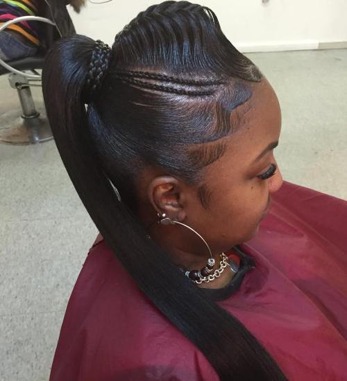 neted Black Ponytail With Braids