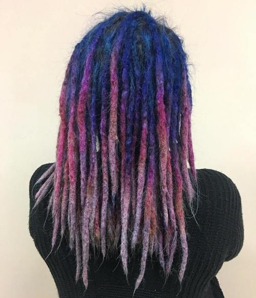 Blå To Pink Layered Ombre Dreads