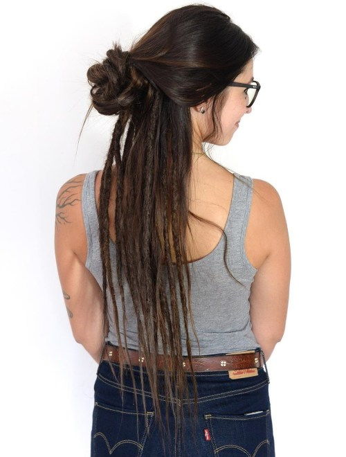 halv updo with half dreads