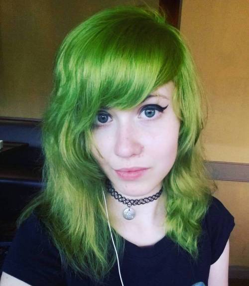 Pastel Green Hair With Bangs