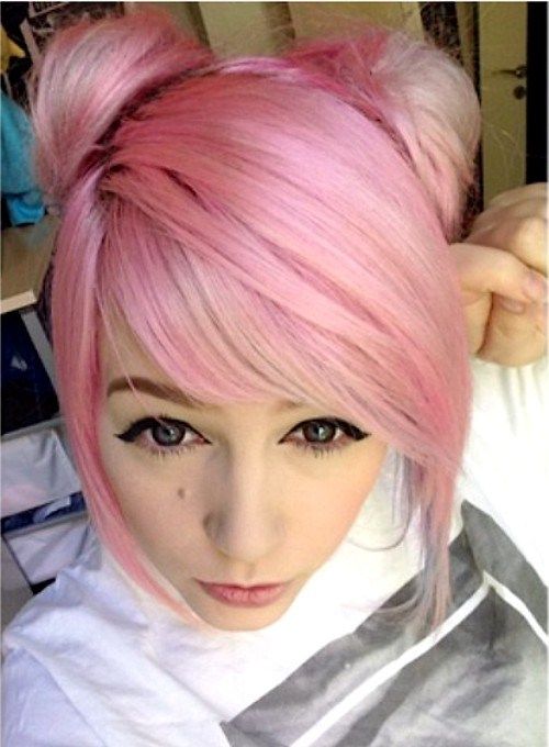 pastel pink updo hairstyle