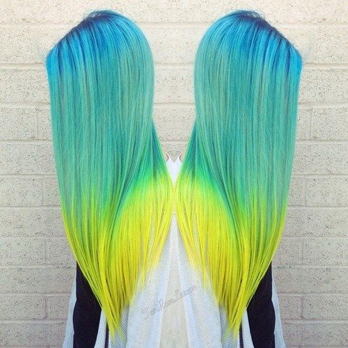modra green and yellow ombre hair