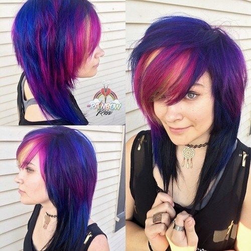 emo hairstyle with pink highlights