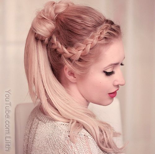 stran braid and knotted ponytail hairstyle