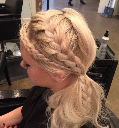 Два Braids And Side Ponytail Hairstyle
