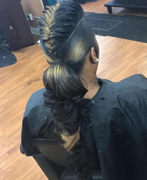 african American Mohawk Braid With A Ponytail