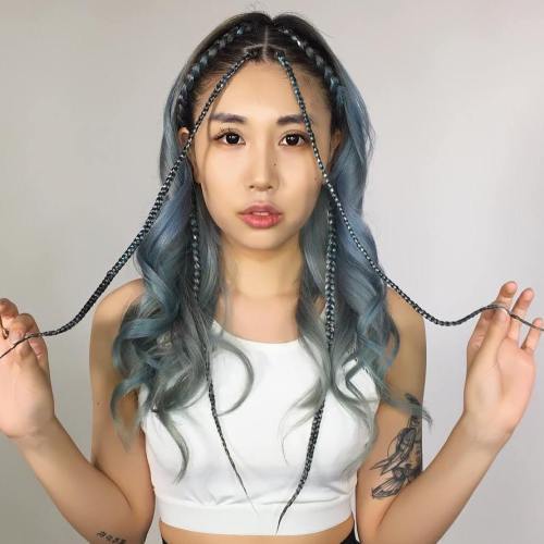 pastel Blue Curly Hairstyle