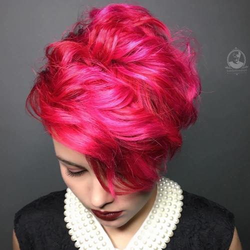 Kort Curly Bright Red Hairstyle