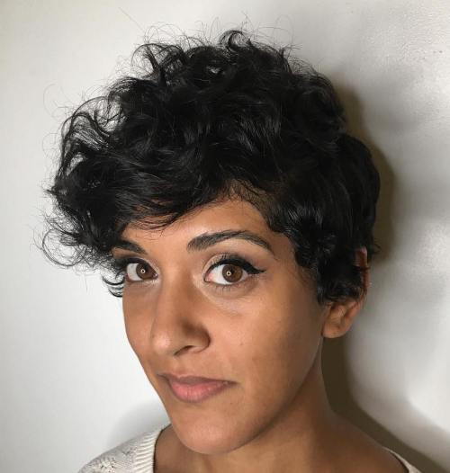 Side-Parted Pixie For Curly Hair