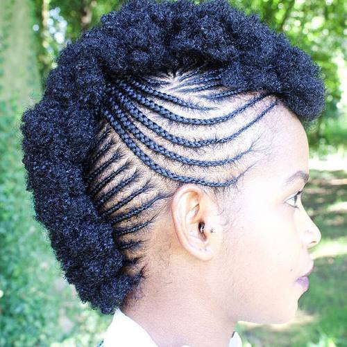 црн braided mohawk for natural hair