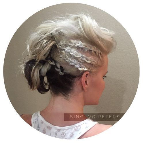 црн and white edgy Mohawk updo