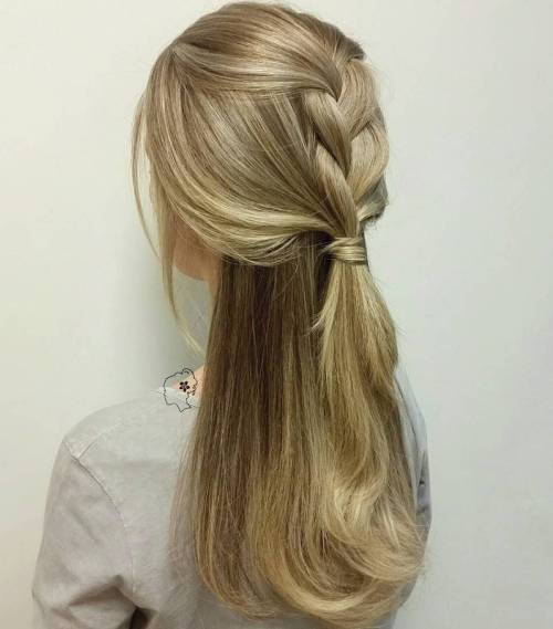 prostý Braided Half Updo For Thick Hair