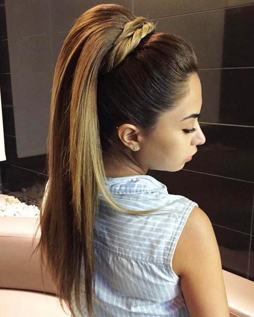 formalno pony hairstyle for long straight hair