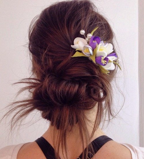 Messy Low Bun For Long Straight Hair