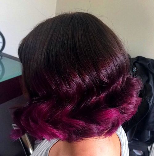 bourgogne ombre bob for thick hair