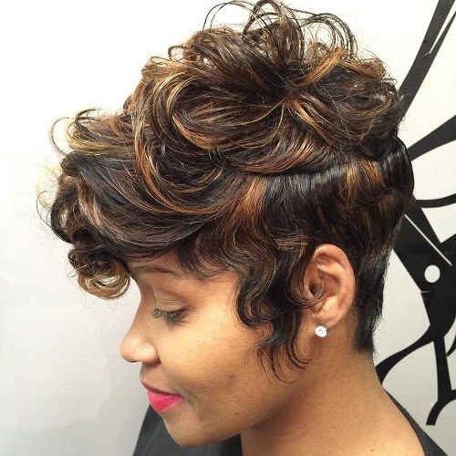 dlho Curly Black Pixie With Highlights