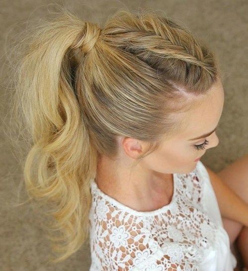 lung tousled braided ponytail