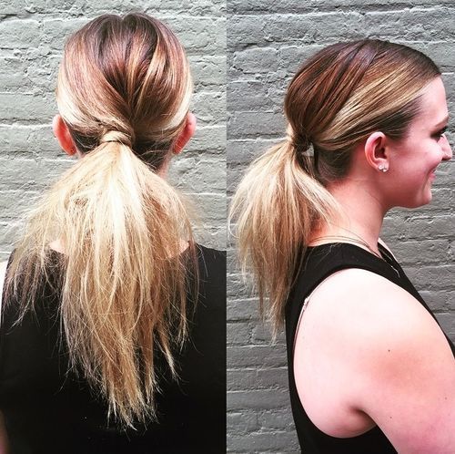 låg messy pony for straight ombre hair